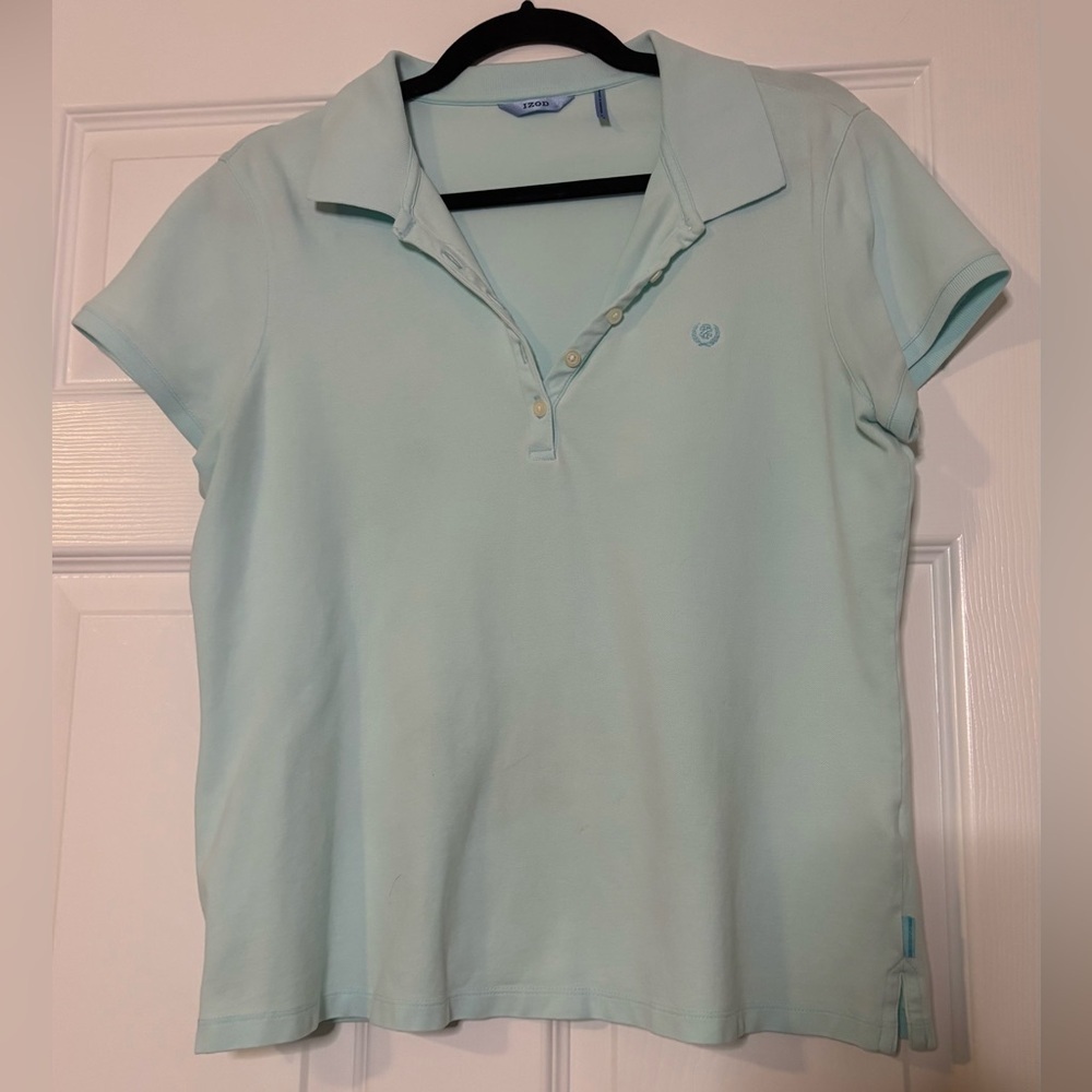 Izod Golf Tennis Preppy Collared Polo Top Size Large